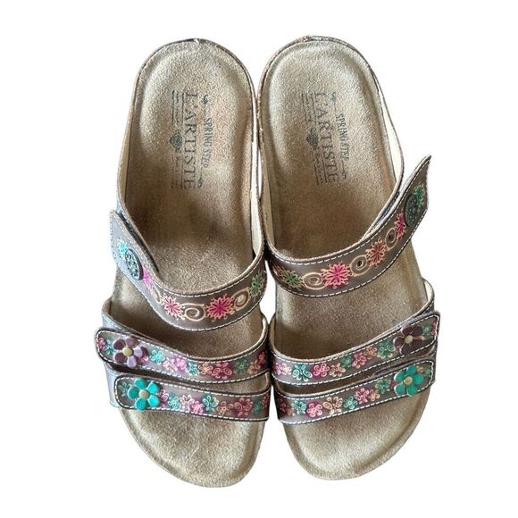 L’Artiste Spring Step Freesia Hand Painted Adjustable Sandals Size 40 US 9 - Picture 7 of 11